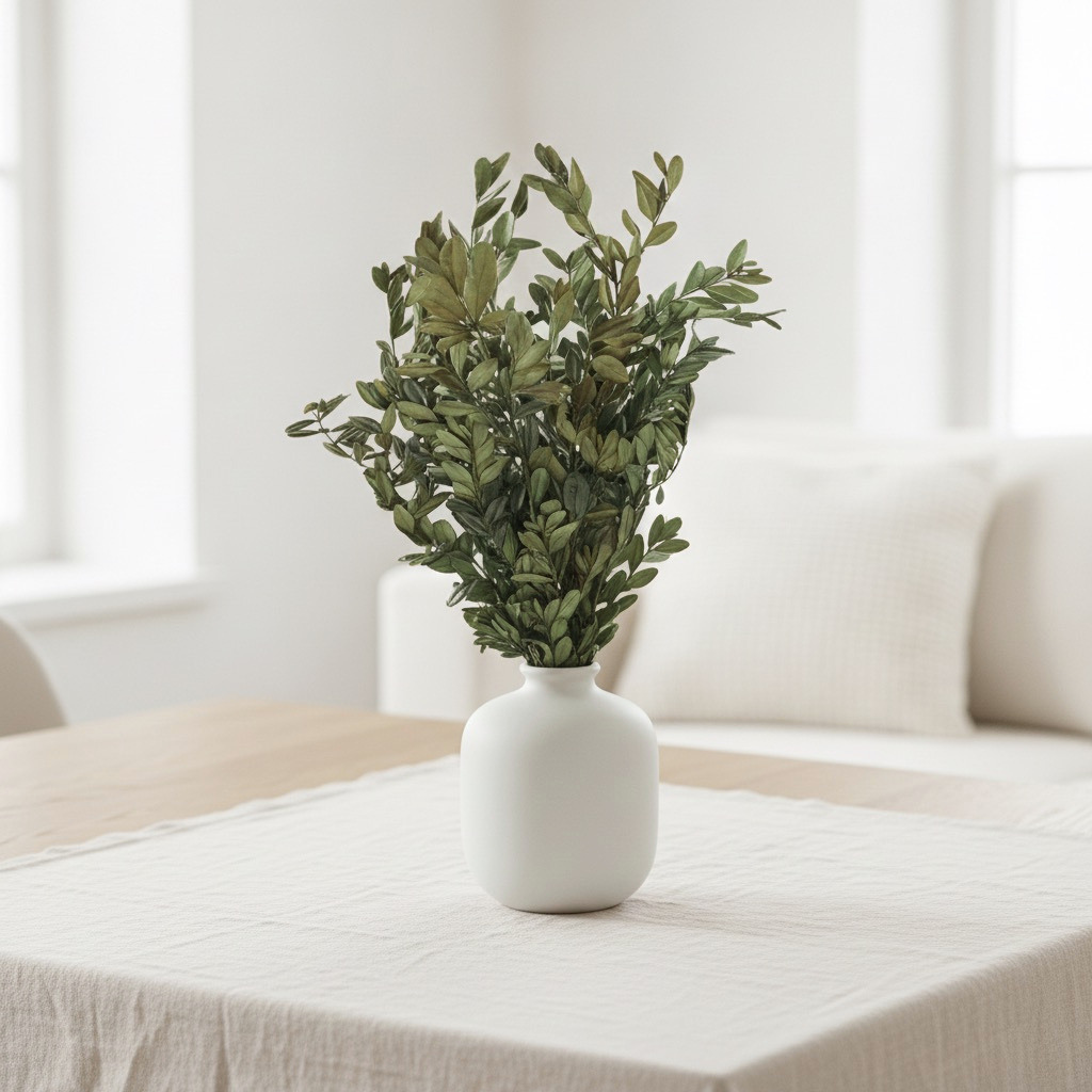 Zelený stabilizovaný buxus, tri vetvičky dlhé 40 až 45 cm